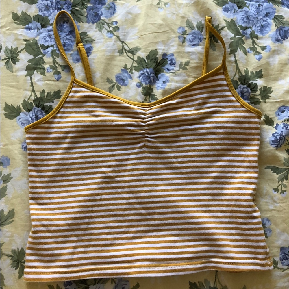 mustard and white striped tank small